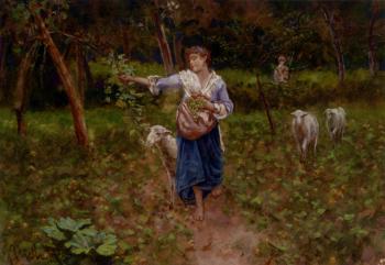 弗朗西斯科 保羅 米蓋提 A Shepherdess In A Pastoral Landscape 弗朗西斯科 保羅 米蓋提 A Shepherdess In A Pastoral Landscape